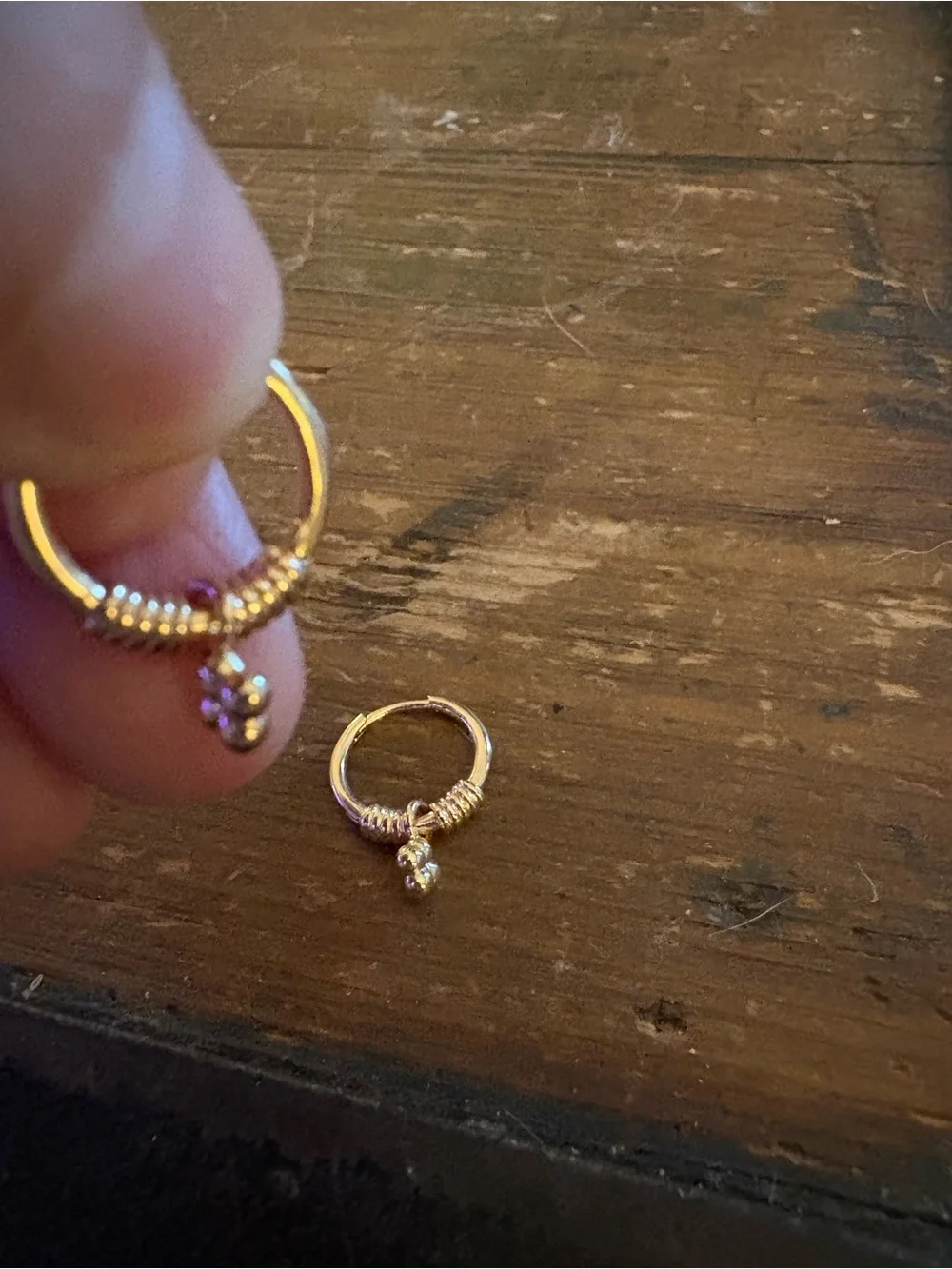 Gold-Tone Hoop Earrings with Dangle Charm (free shipping)